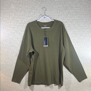 Roundtree & Yorke Olive Long Sleeve Henley Shirt - NWT